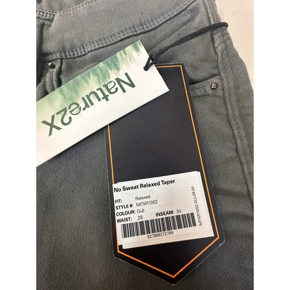 Duer Du/er No Sweat Pants MENS 28x34 In Gull Relaxed Taper N2X Stretch NWT